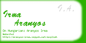 irma aranyos business card